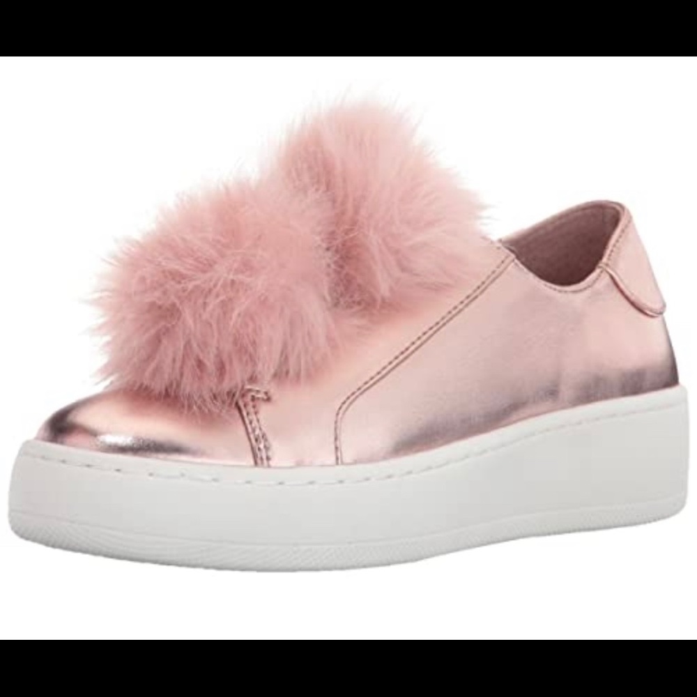 Steve Madden breeze rose metallic Pom Pom sneakers